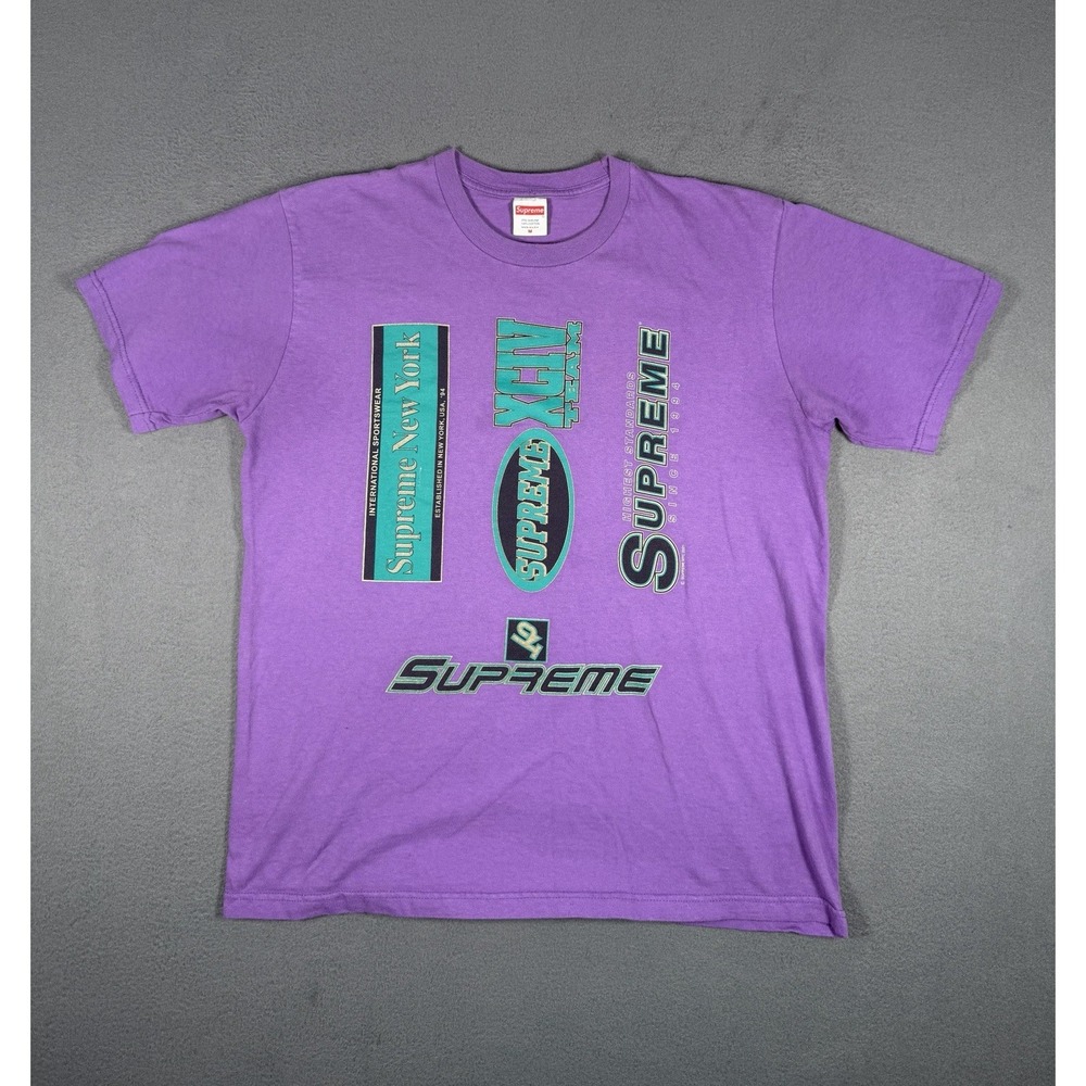 Supreme Multi Logos Tee Purple Size M FW21 Authentic T-Shirt